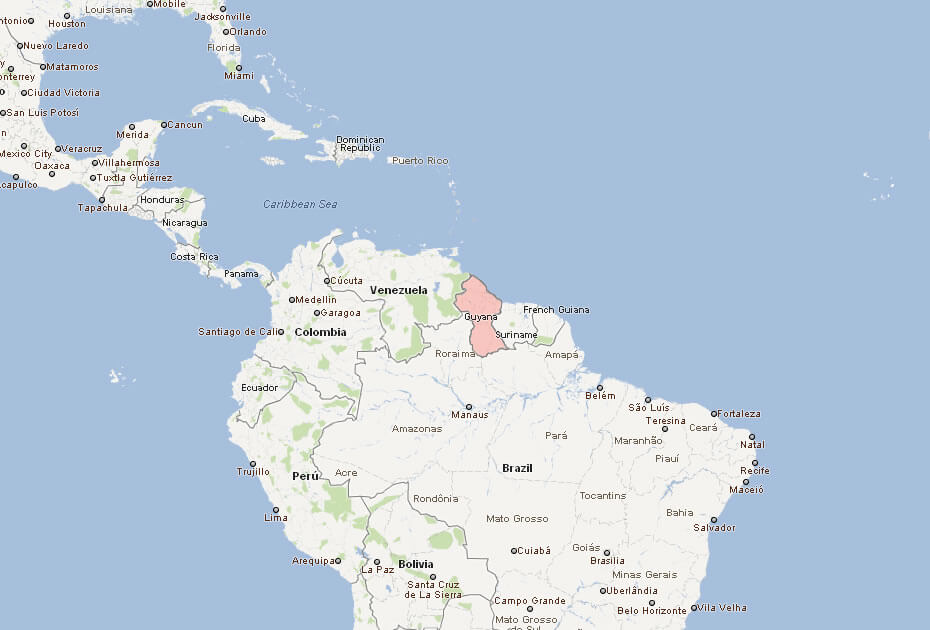 map of guyana south america
